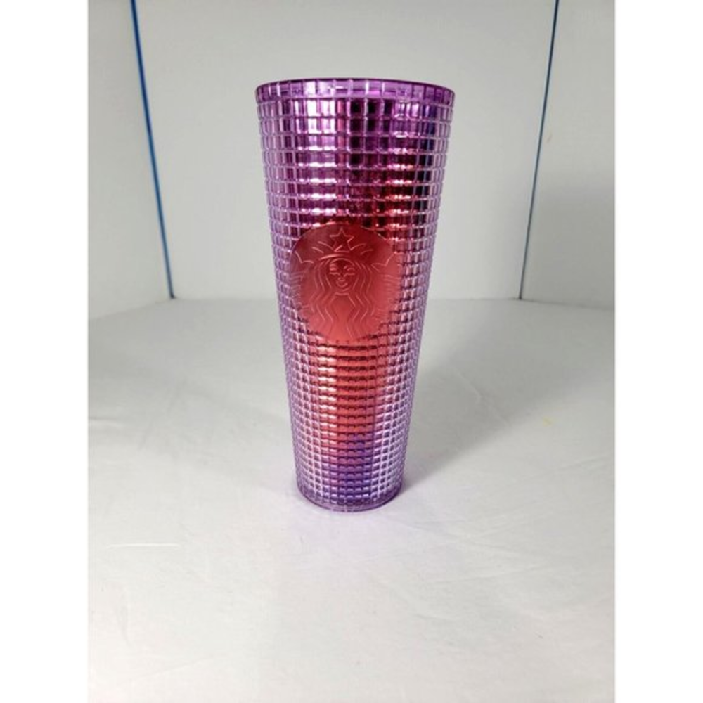 Starbucks Pink Purple Iridescent Grid Venti 24 oz. Cold Tumbler No straw/lid NWT